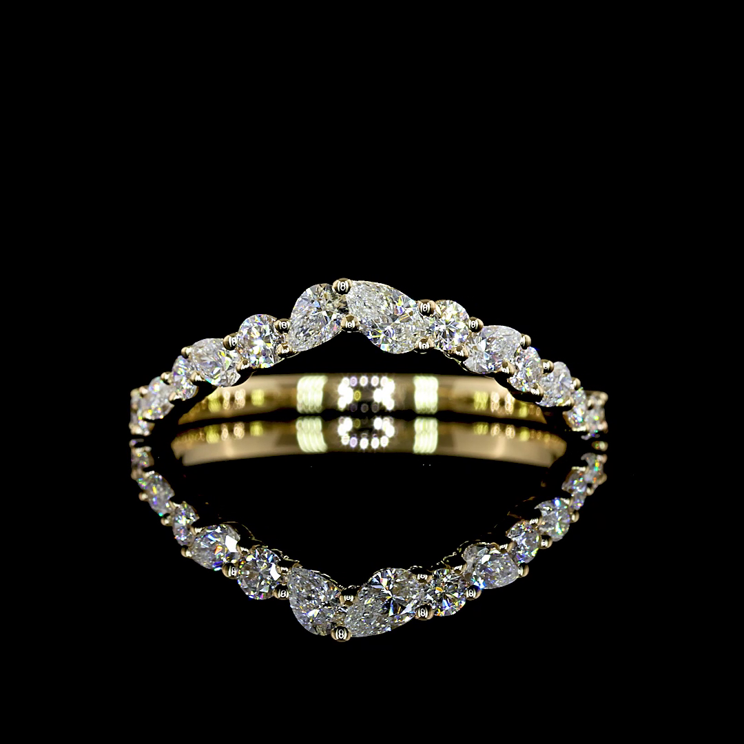0.45 CT Pear Lab Grown Diamond Half Eternity in 14K Yellow Gold