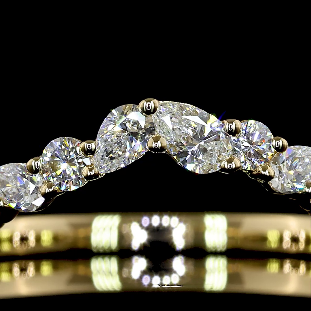 0.45 CT Pear Lab Grown Diamond Half Eternity in 14K Yellow Gold