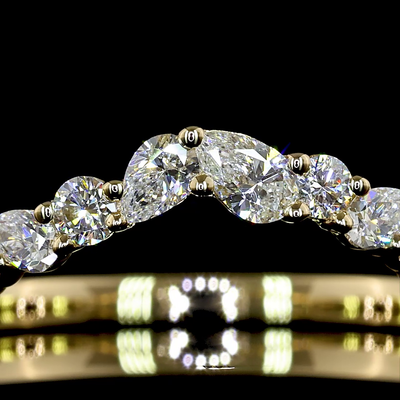 0.45 CT Pear Lab Grown Diamond Half Eternity in 14K Yellow Gold