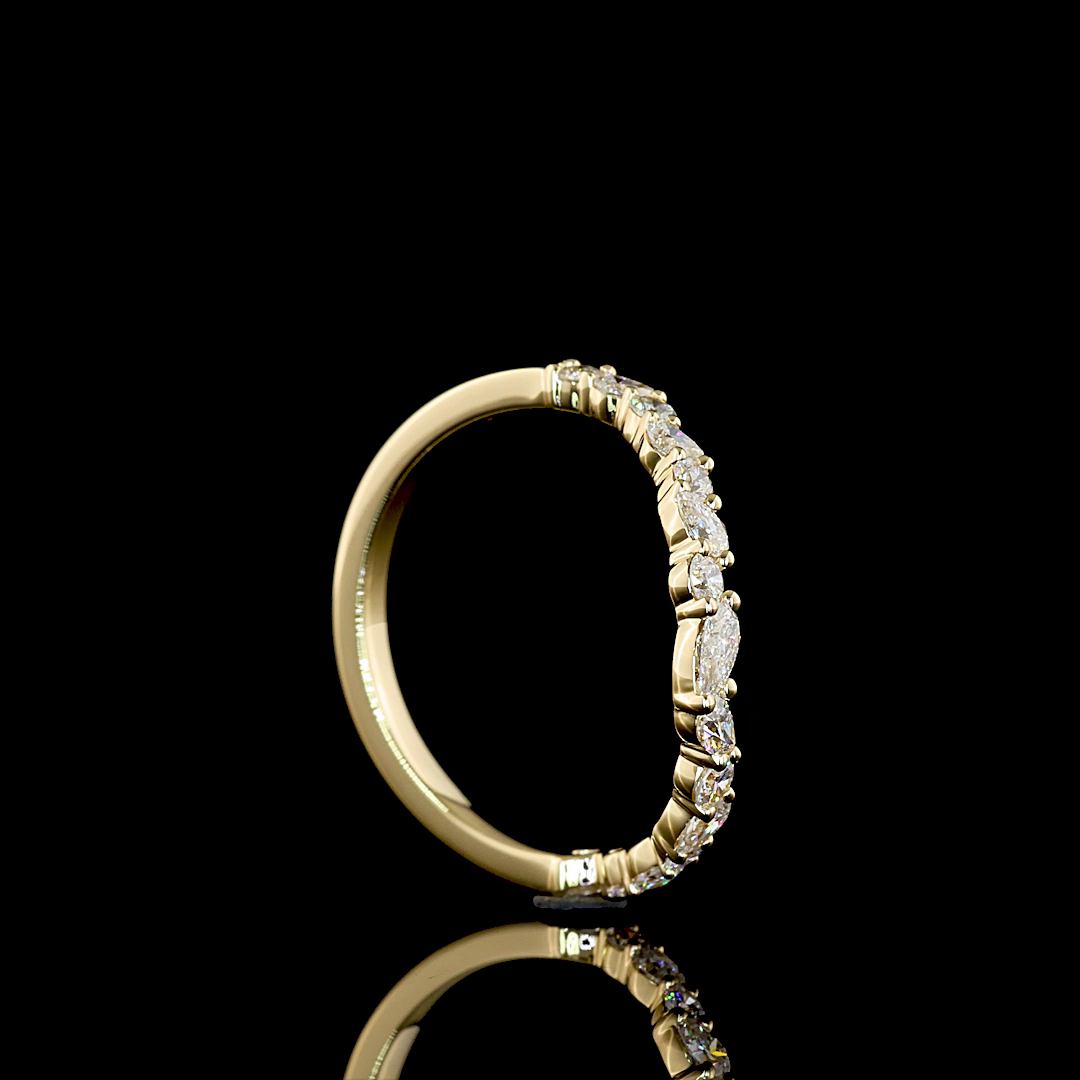 0.45 CT Pear Lab Grown Diamond Half Eternity in 14K Yellow Gold