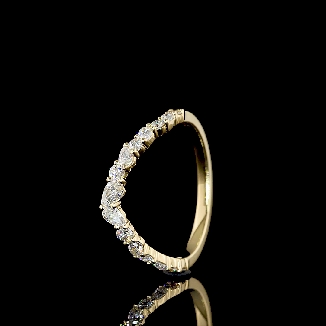 0.45 CT Pear Lab Grown Diamond Half Eternity in 14K Yellow Gold