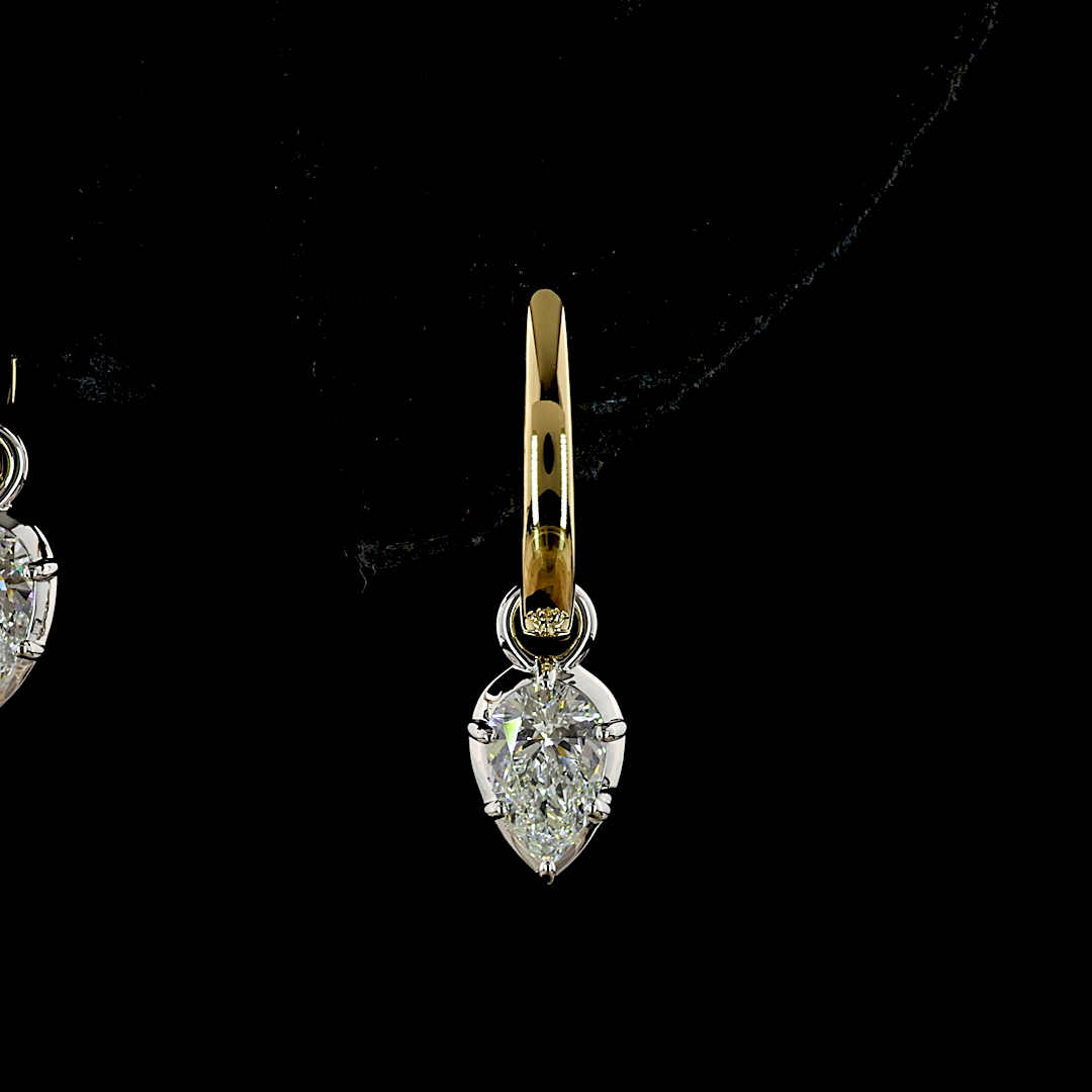 0.56 CT Pear Lab Grown Diamond Drop Earrings in 14K Two Tone
