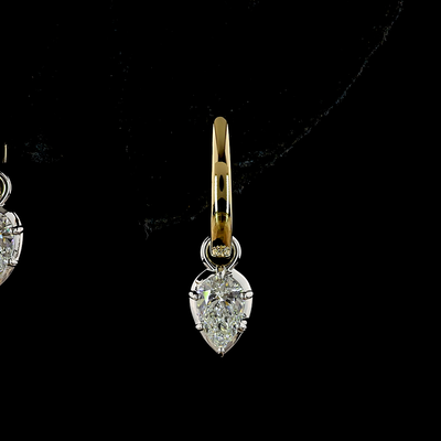 0.56 CT Pear Lab Grown Diamond Drop Earrings in 14K Two Tone