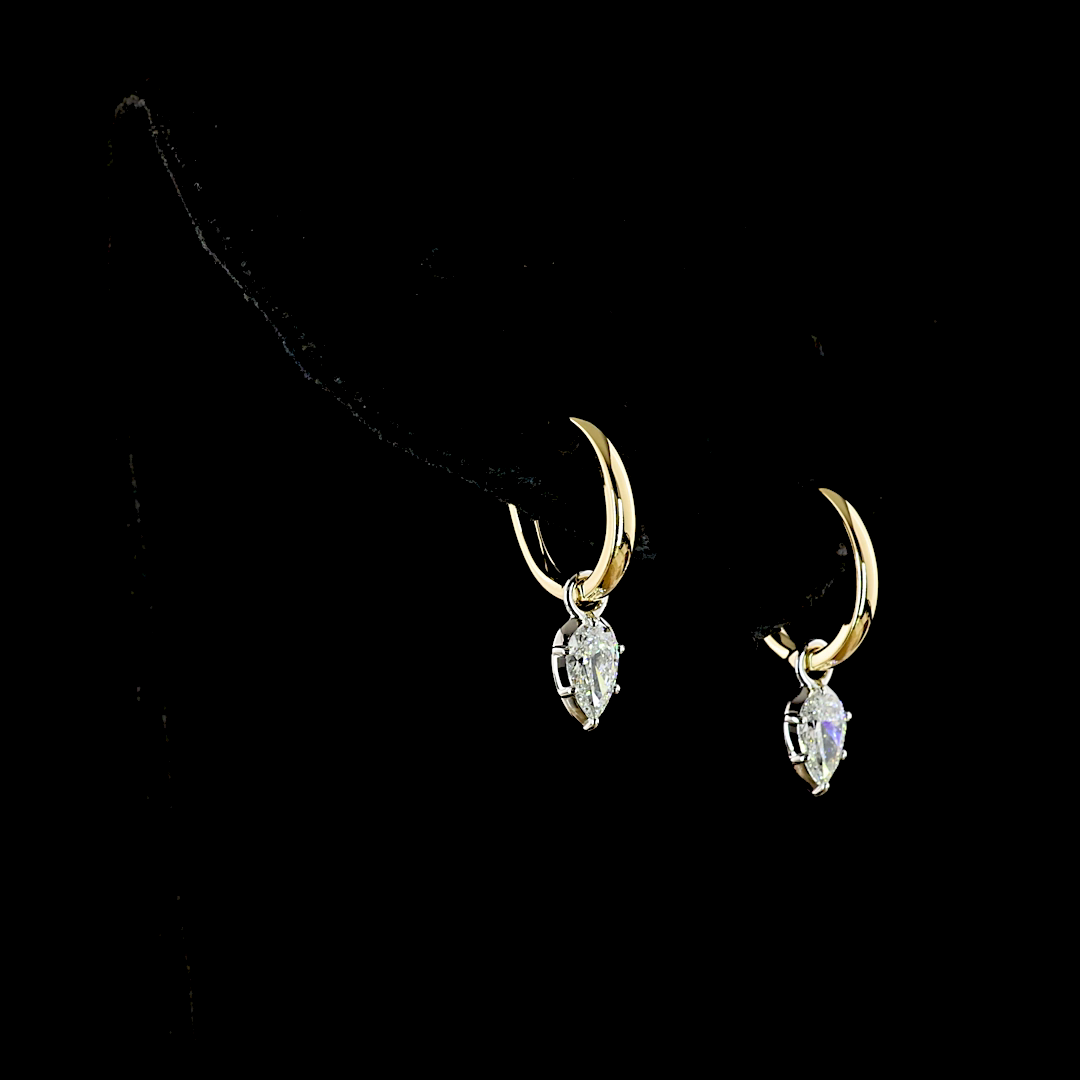 0.56 CT Pear Lab Grown Diamond Drop Earrings in 14K Two Tone