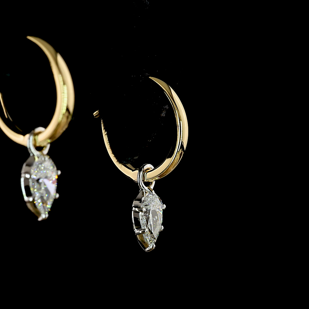 0.56 CT Pear Lab Grown Diamond Drop Earrings in 14K Two Tone