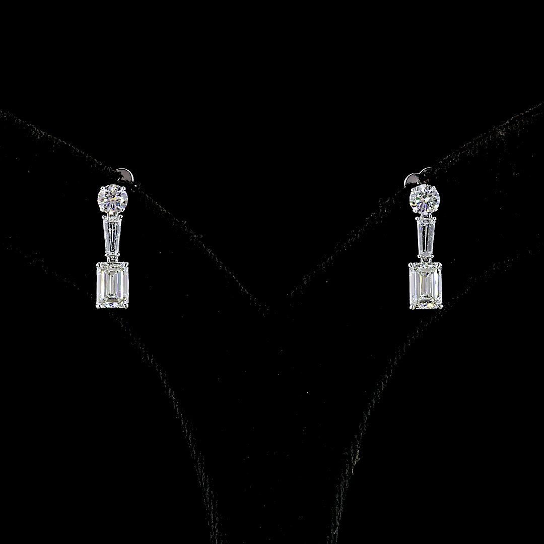 2.14 CT Round Lab Grown Diamond Drop Earrings in 14K White Gold