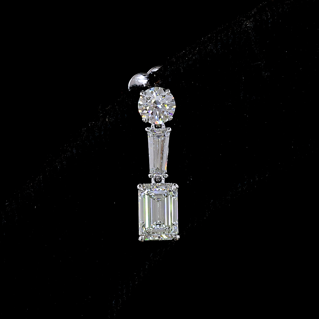 2.14 CT Round Lab Grown Diamond Drop Earrings in 14K White Gold