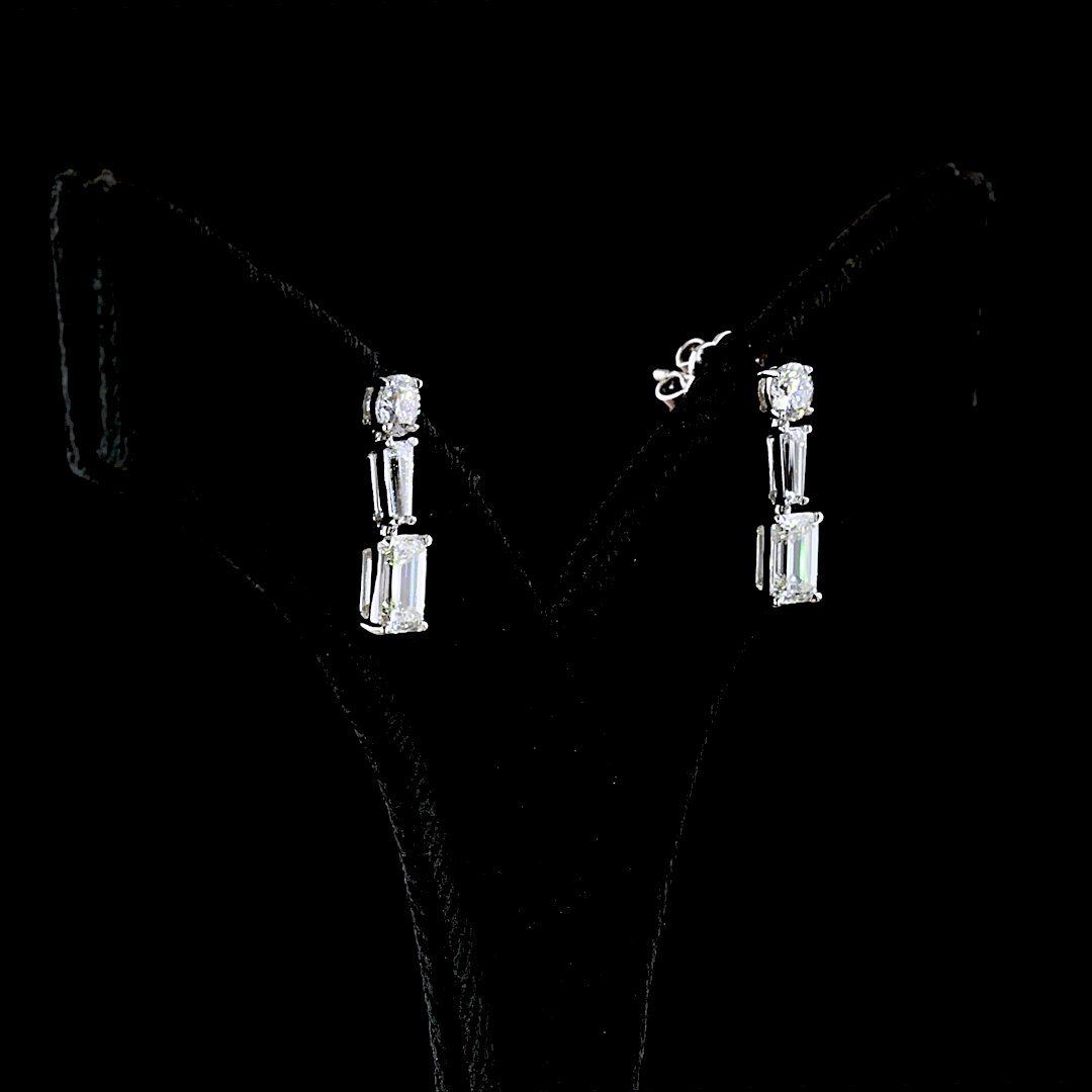 2.14 CT Round Lab Grown Diamond Drop Earrings in 14K White Gold