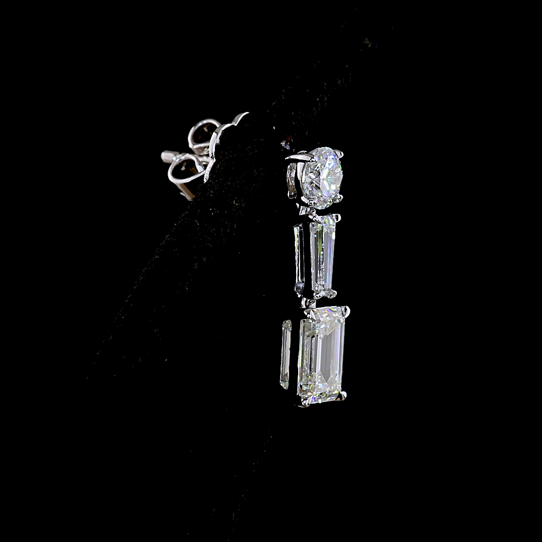 2.14 CT Round Lab Grown Diamond Drop Earrings in 14K White Gold