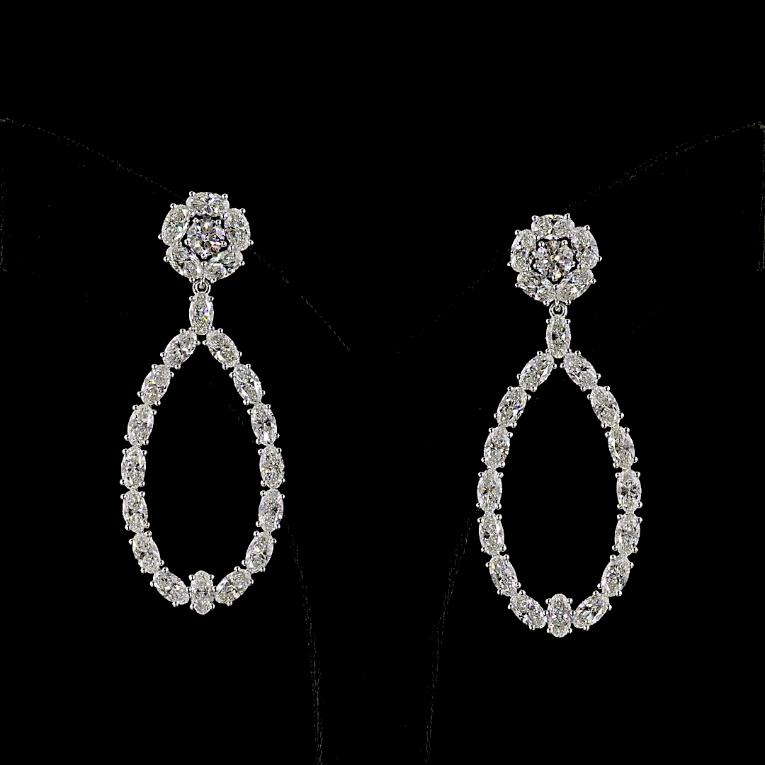 8.32 CT Round Lab Grown Diamond Drop Earrings in 14K White Gold