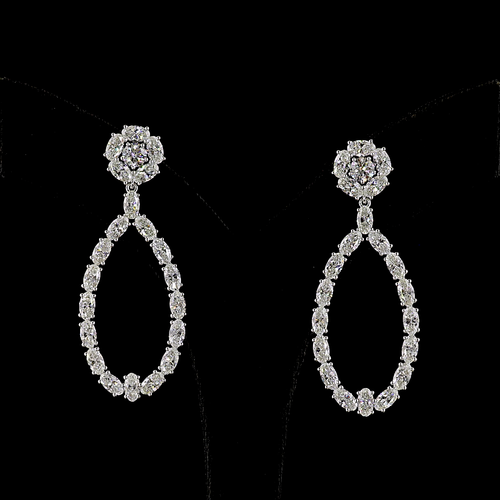 8.32 CT Round Lab Grown Diamond Drop Earrings in 14K White Gold