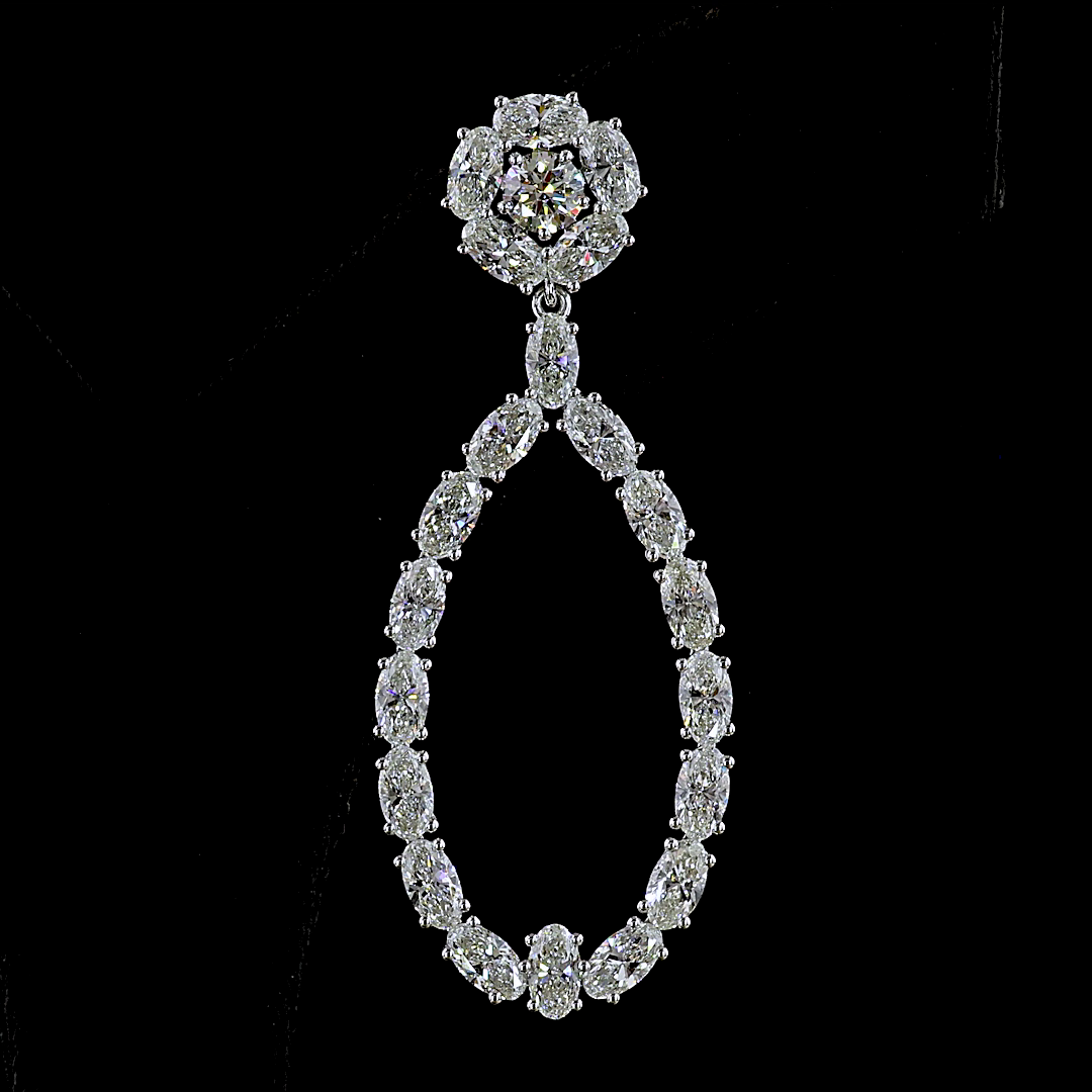 8.32 CT Round Lab Grown Diamond Drop Earrings in 14K White Gold