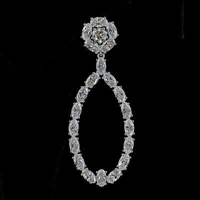 8.32 CT Round Lab Grown Diamond Drop Earrings in 14K White Gold