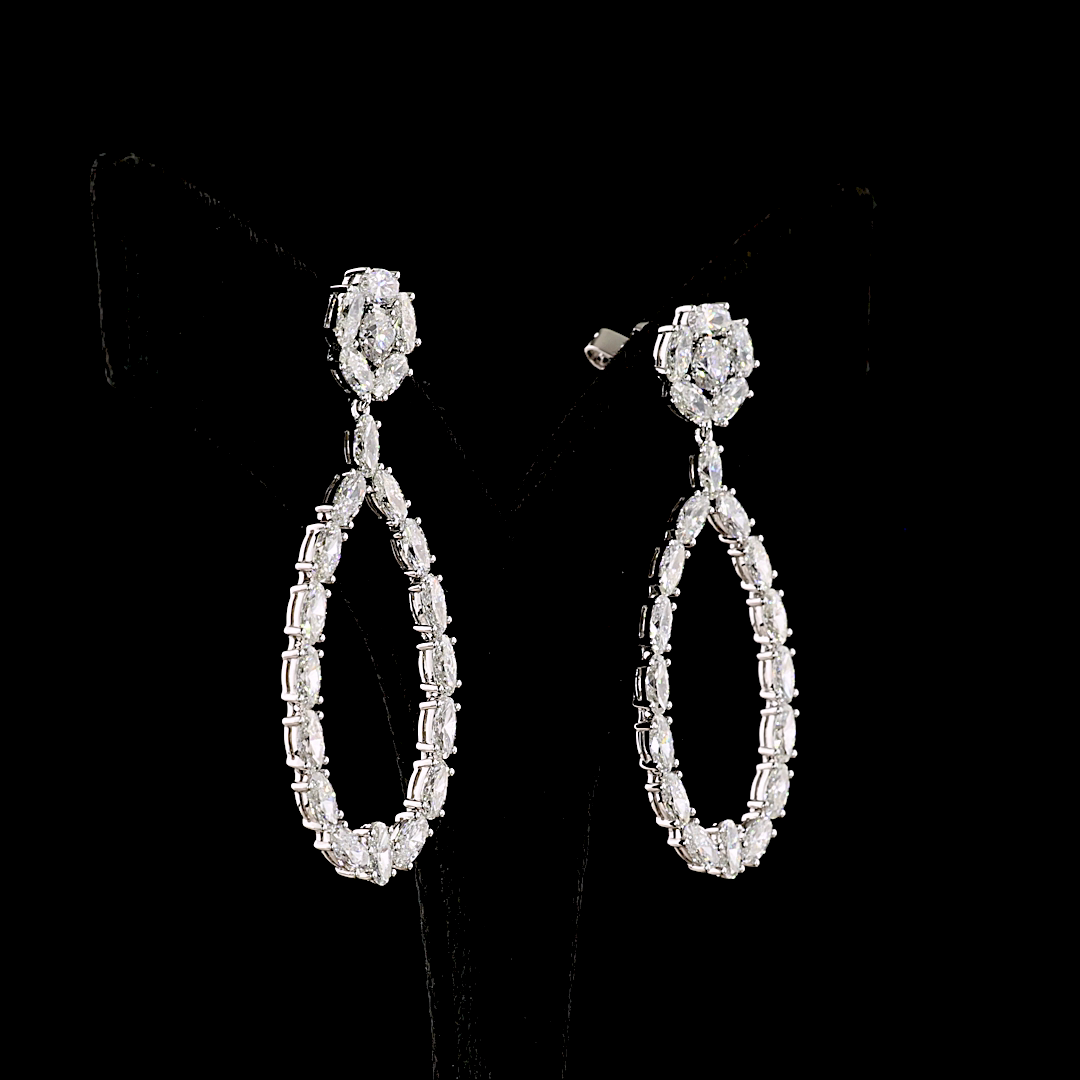 8.32 CT Round Lab Grown Diamond Drop Earrings in 14K White Gold