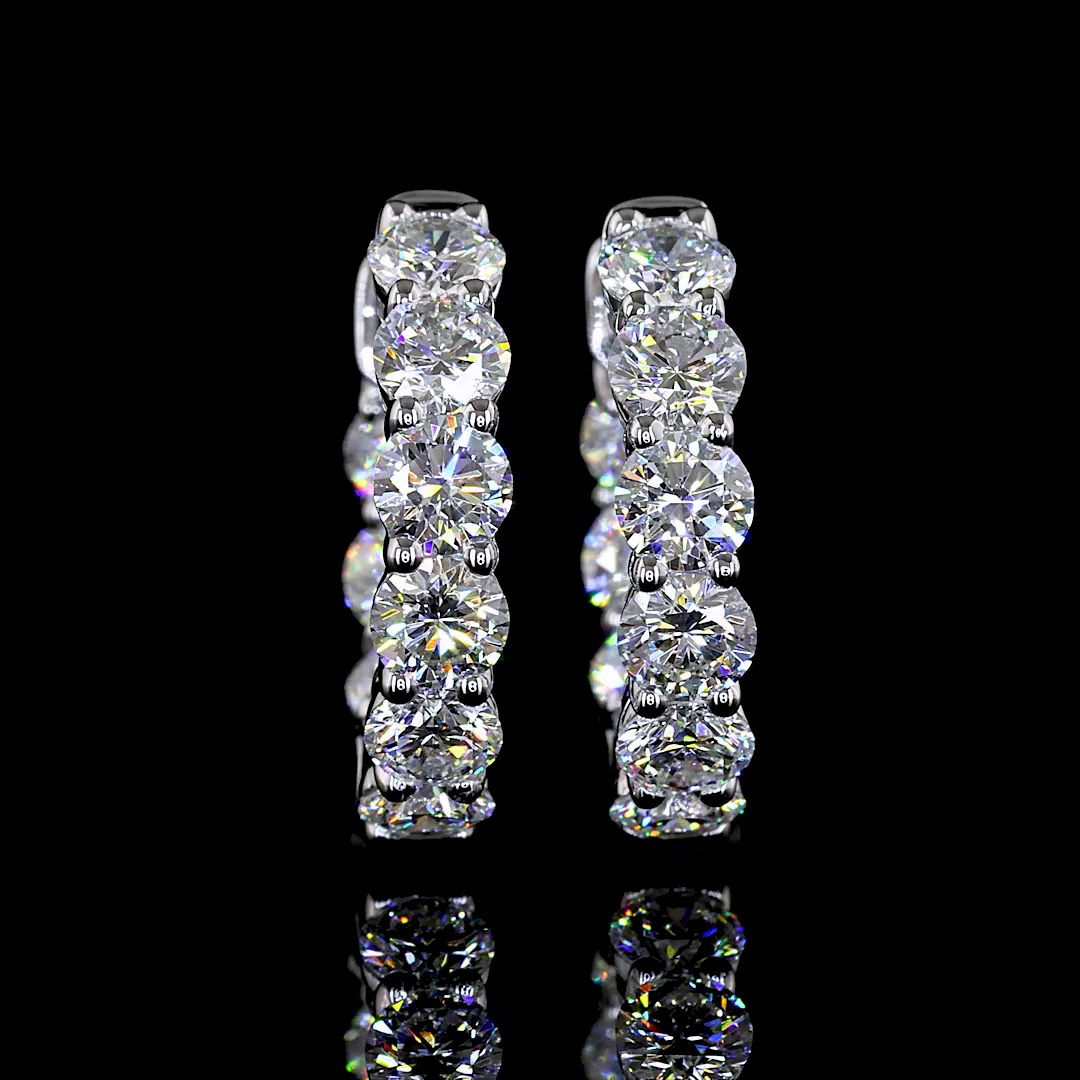 1.89 CT Round Lab Grown Diamond Huggie Earrings in 14K White Gold