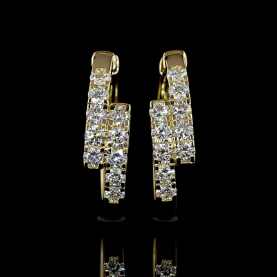 1.26 CT Round Lab Grown Diamond Huggie Earrings in 14K Yellow Gold