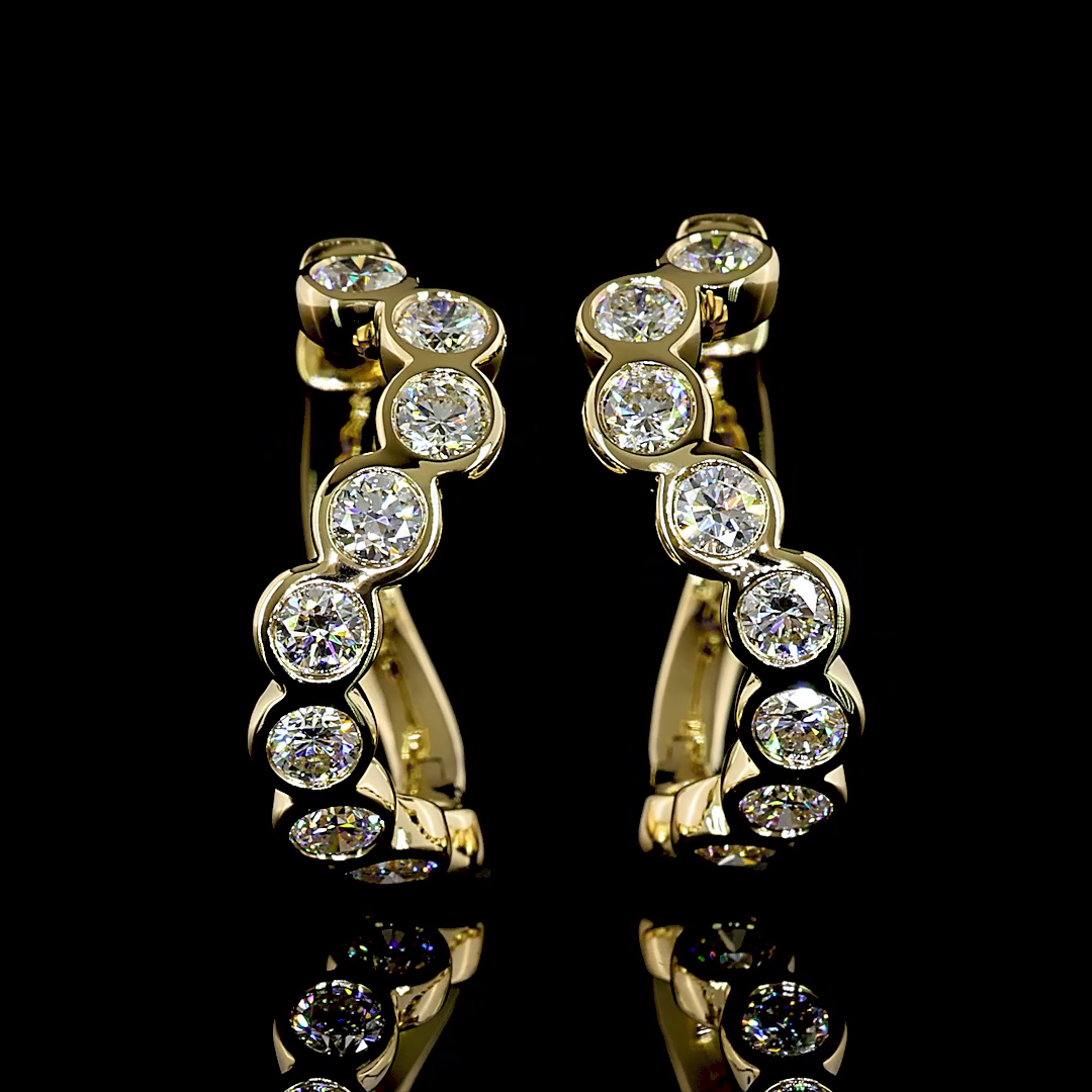 1 CT Round Lab Grown Diamond Huggie Earrings in 14K Yellow Gold