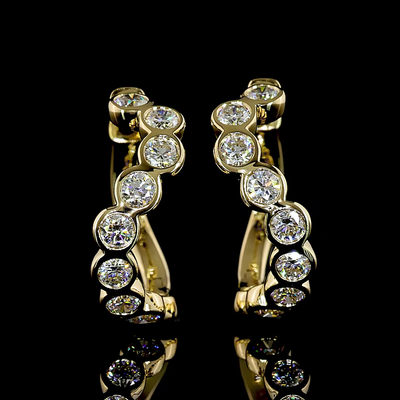 1 CT Round Lab Grown Diamond Huggie Earrings in 14K Yellow Gold