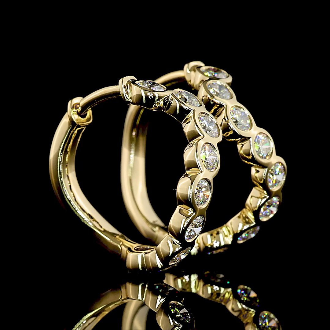 1 CT Round Lab Grown Diamond Huggie Earrings in 14K Yellow Gold