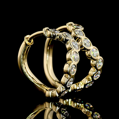 1 CT Round Lab Grown Diamond Huggie Earrings in 14K Yellow Gold