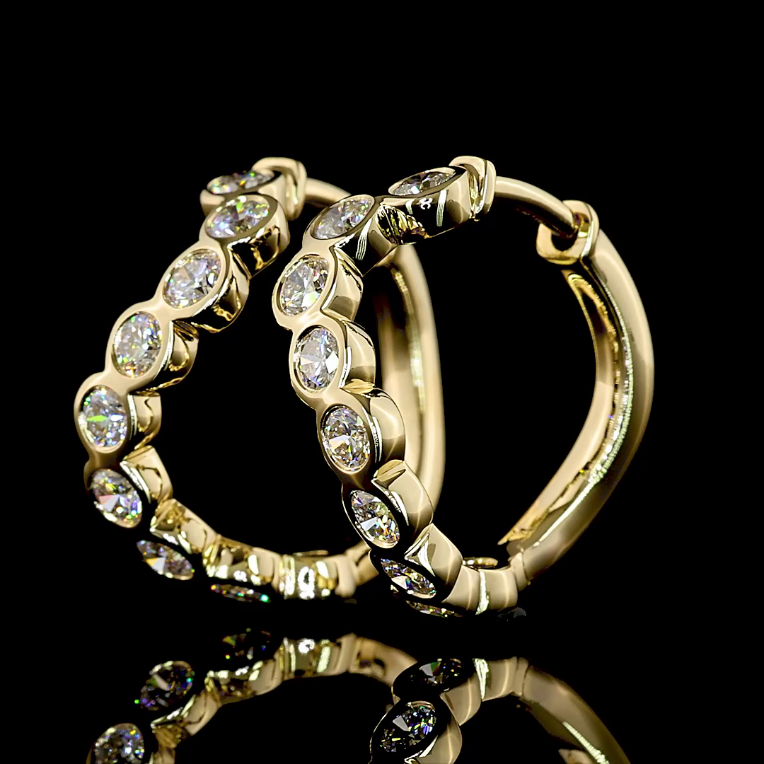 1 CT Round Lab Grown Diamond Huggie Earrings in 14K Yellow Gold