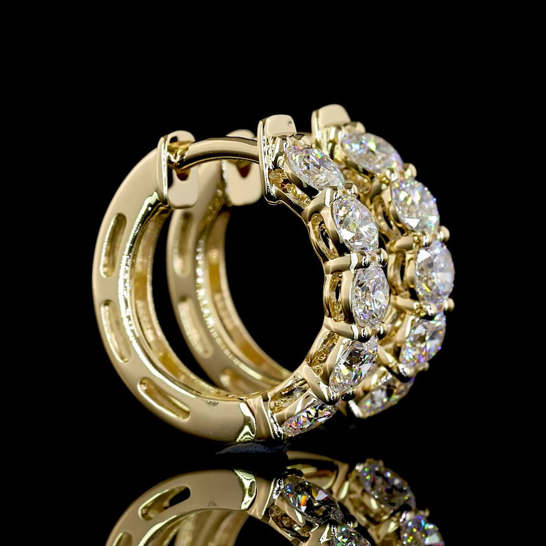 1 CT Round Lab Grown Diamond Huggie Earrings in 14K Yellow Gold