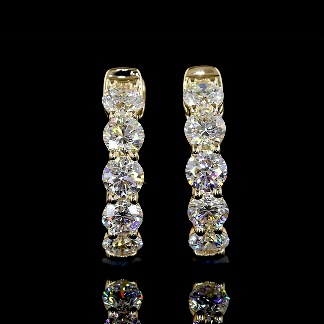 1 CT Round Lab Grown Diamond Huggie Earrings in 14K Yellow Gold