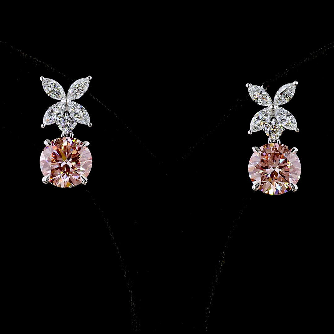 12.5 CT Round Lab Grown Diamond Drop Earrings in 14K White Gold