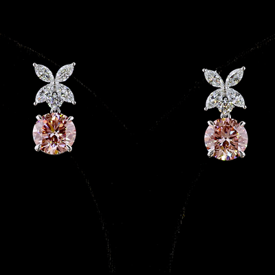 12.5 CT Round Lab Grown Diamond Drop Earrings in 14K White Gold