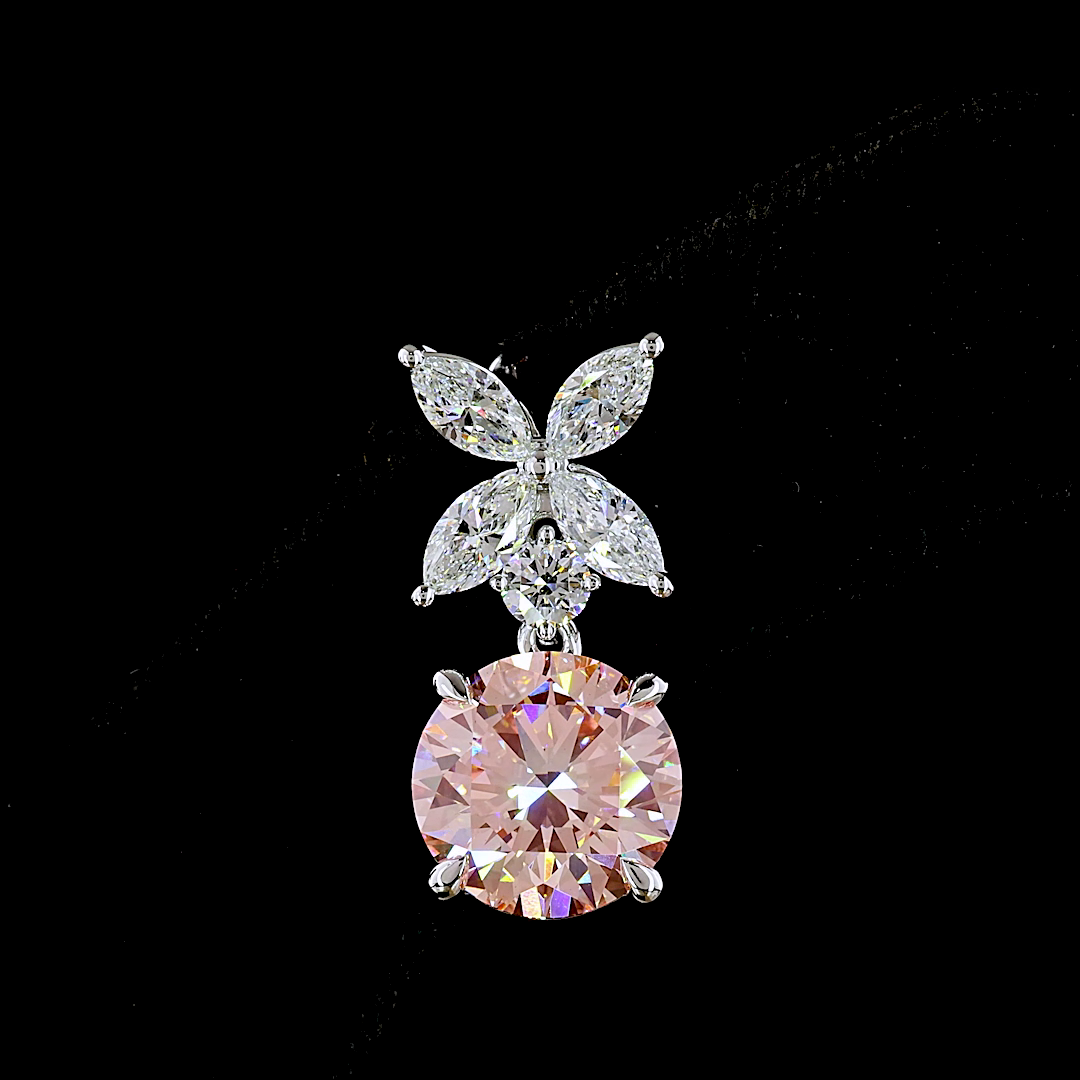 12.5 CT Round Lab Grown Diamond Drop Earrings in 14K White Gold