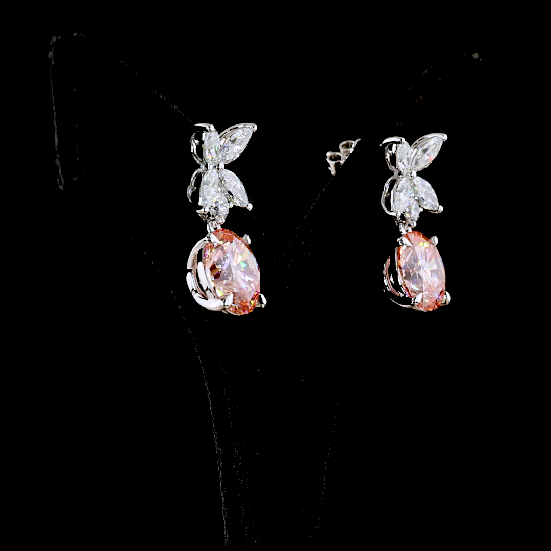 12.5 CT Round Lab Grown Diamond Drop Earrings in 14K White Gold