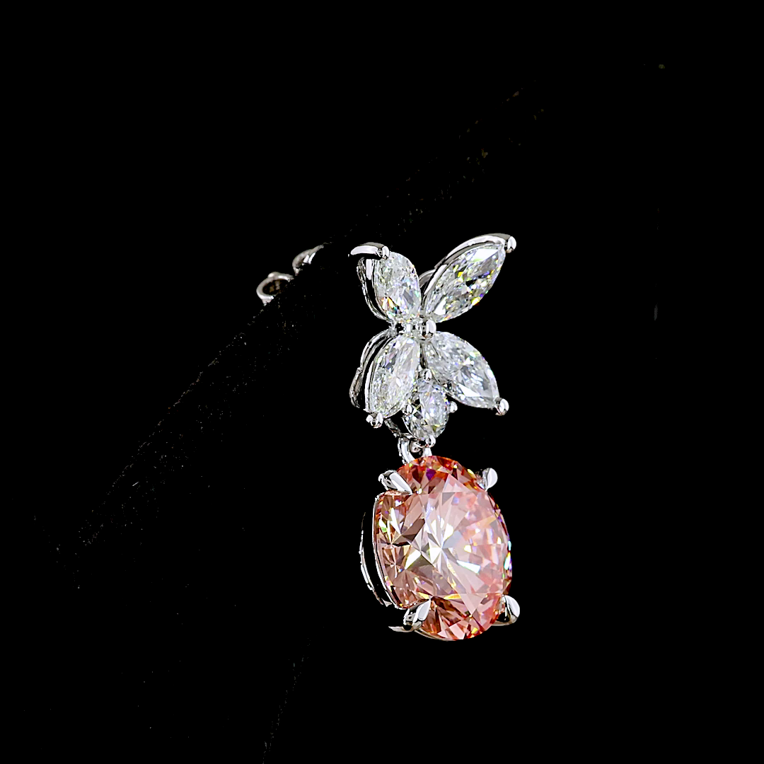 12.5 CT Round Lab Grown Diamond Drop Earrings in 14K White Gold
