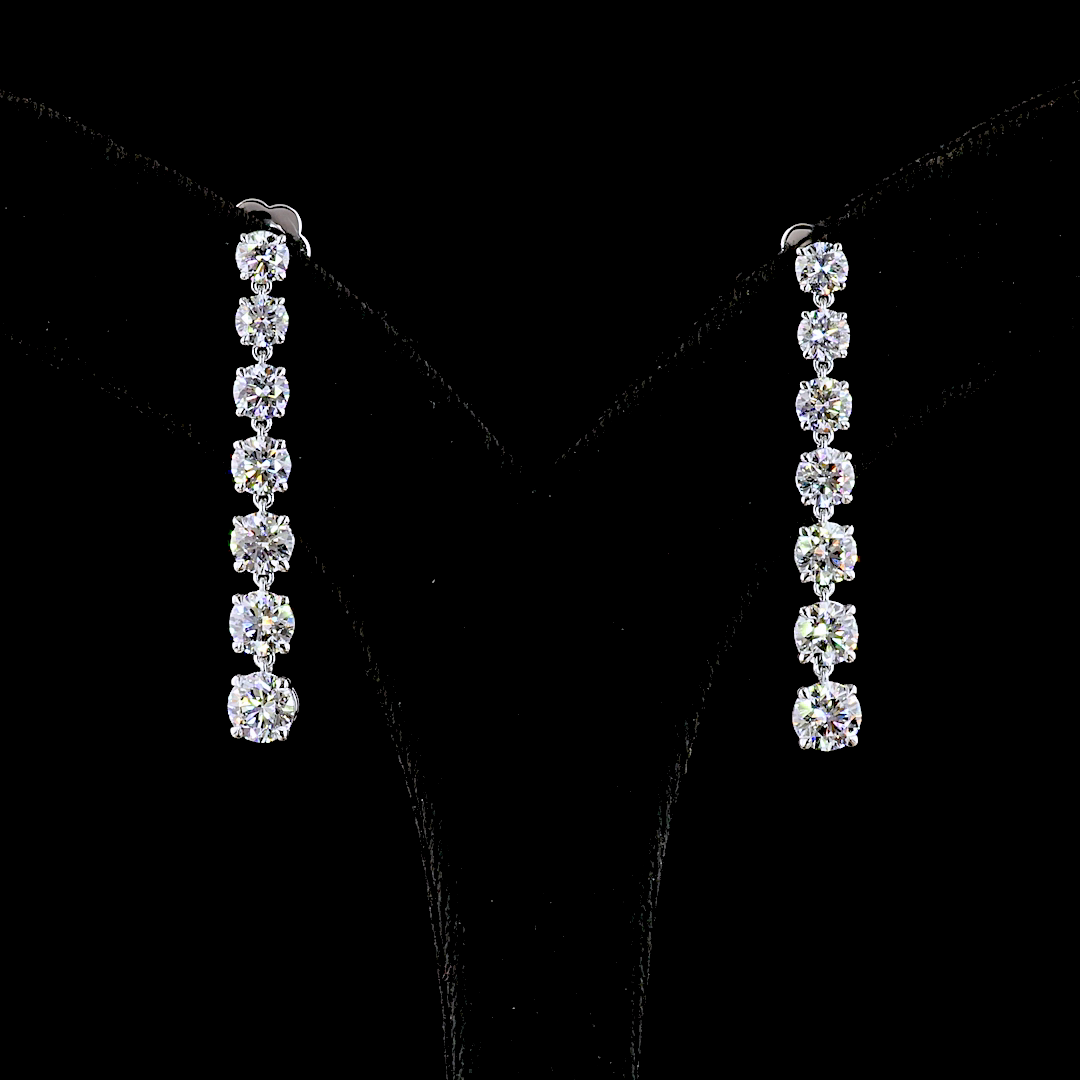 4.55 CT Round Lab Grown Diamond Drop Earrings in 14K White Gold