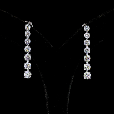 4.55 CT Round Lab Grown Diamond Drop Earrings in 14K White Gold