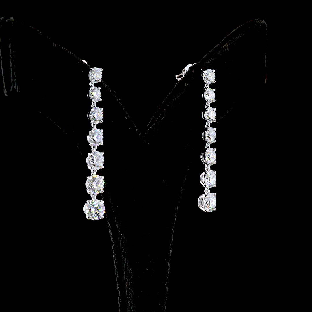 4.55 CT Round Lab Grown Diamond Drop Earrings in 14K White Gold