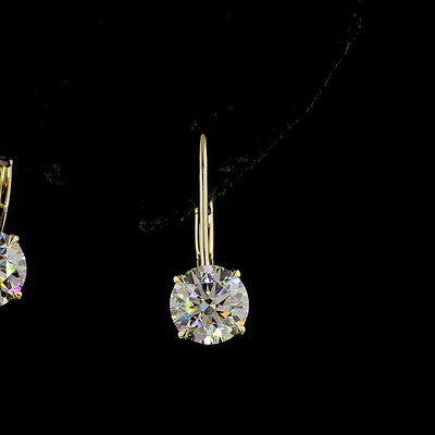 3.14 CT Round Lab Grown Diamond Drop Earrings in 14K Yellow Gold