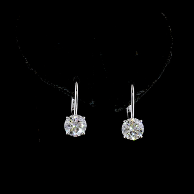3.1 CT Round Lab Grown Diamond Drop Earrings in 14K White Gold