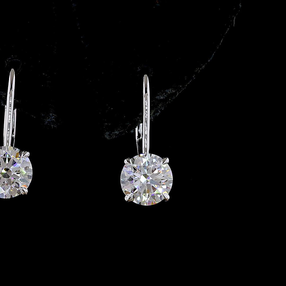 3.1 CT Round Lab Grown Diamond Drop Earrings in 14K White Gold