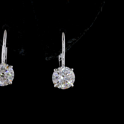 3.1 CT Round Lab Grown Diamond Drop Earrings in 14K White Gold