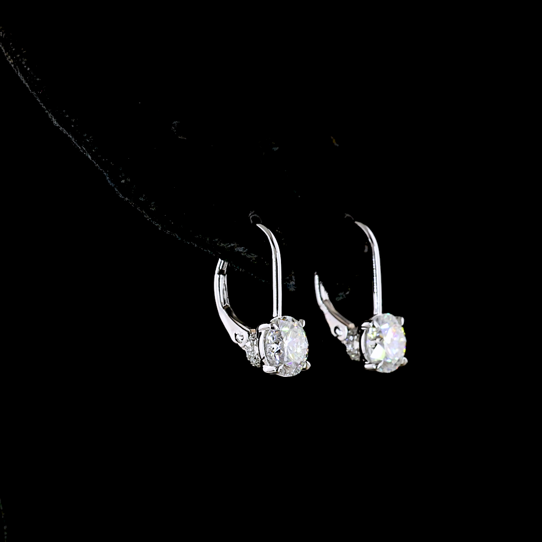3.1 CT Round Lab Grown Diamond Drop Earrings in 14K White Gold