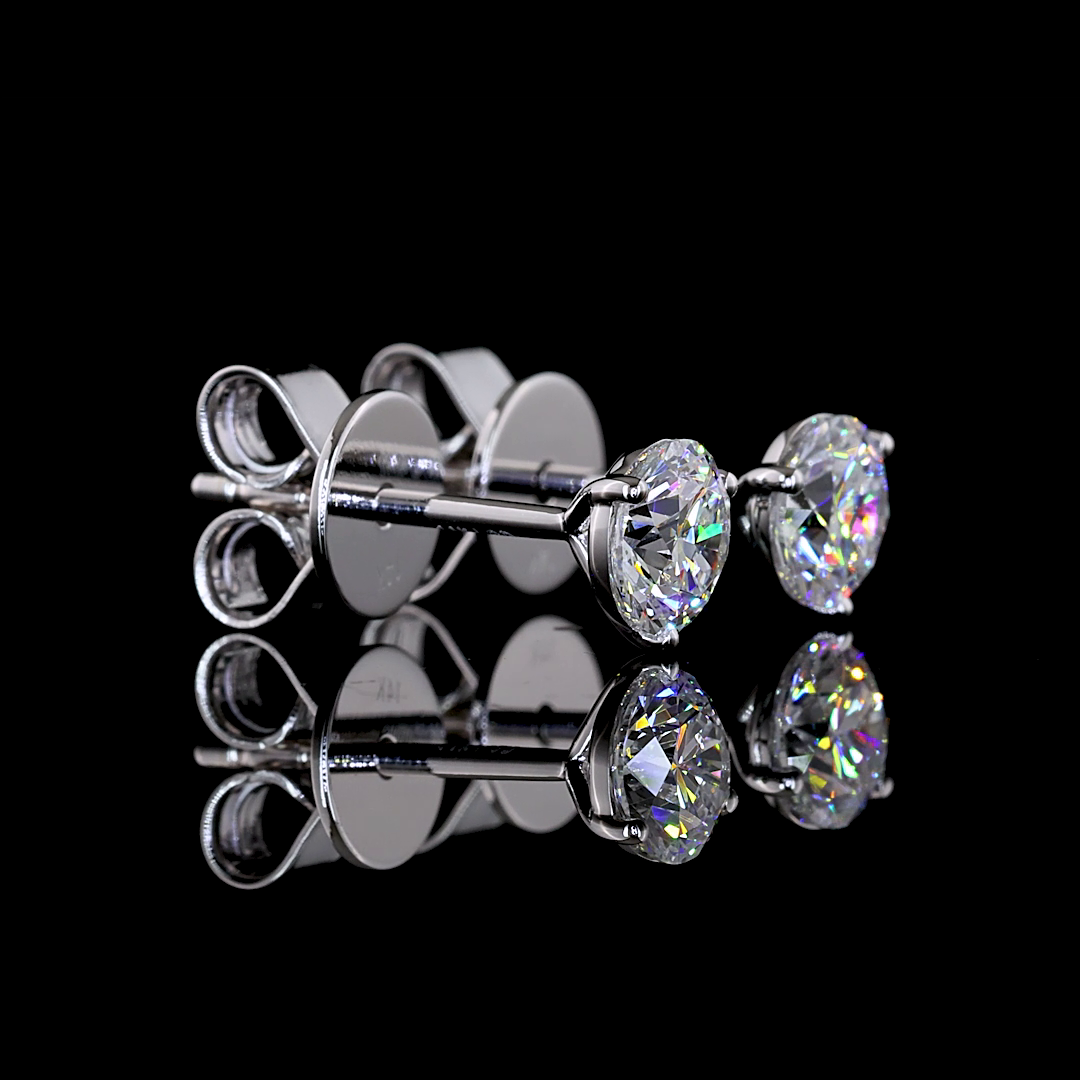 0.78 CT Round Lab Grown Diamond Martini Earrings in 14K White Gold