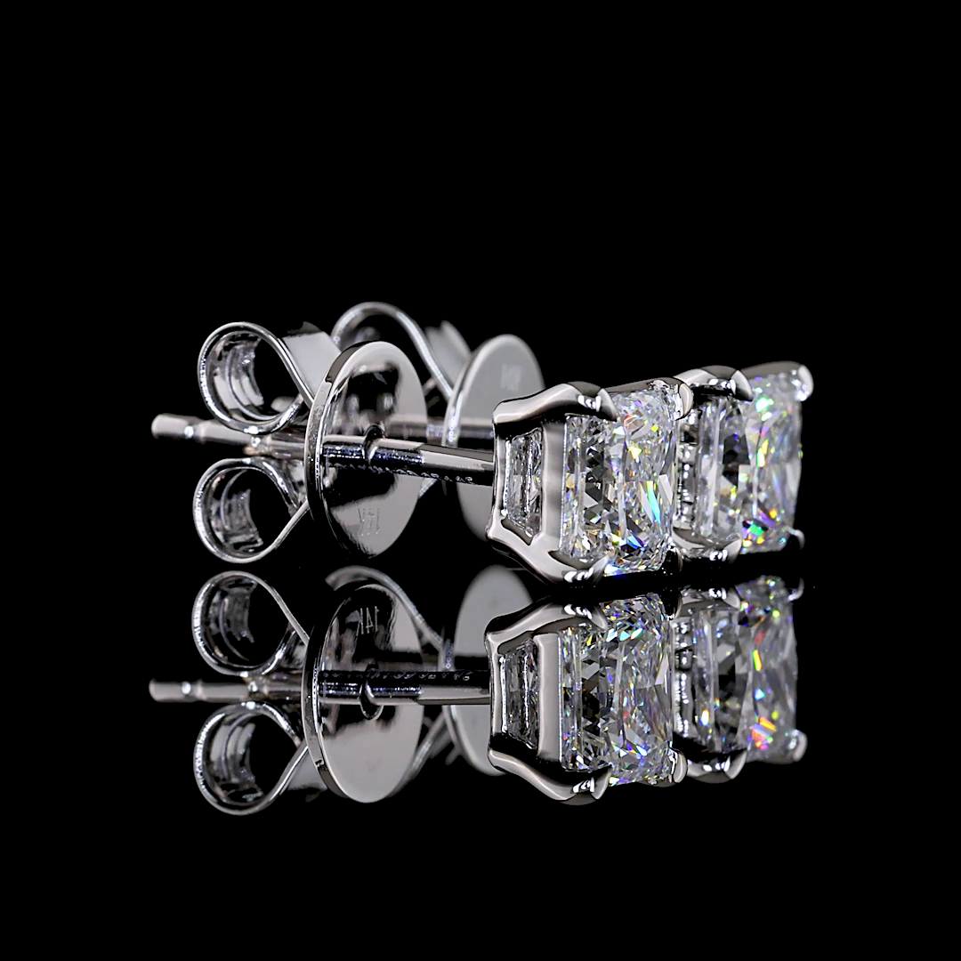 1.05 CT Princess Lab Grown Diamond Stud Earrings in 14K White Gold