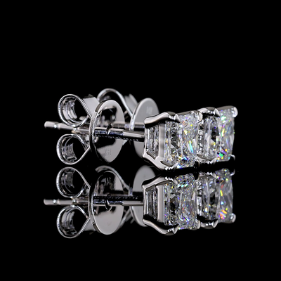 1.05 CT Princess Lab Grown Diamond Stud Earrings in 14K White Gold