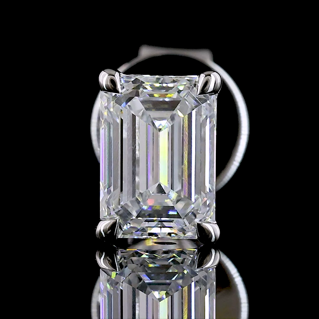 0.97 CT Emerald Lab Grown Diamond Stud Earrings in 14K White Gold