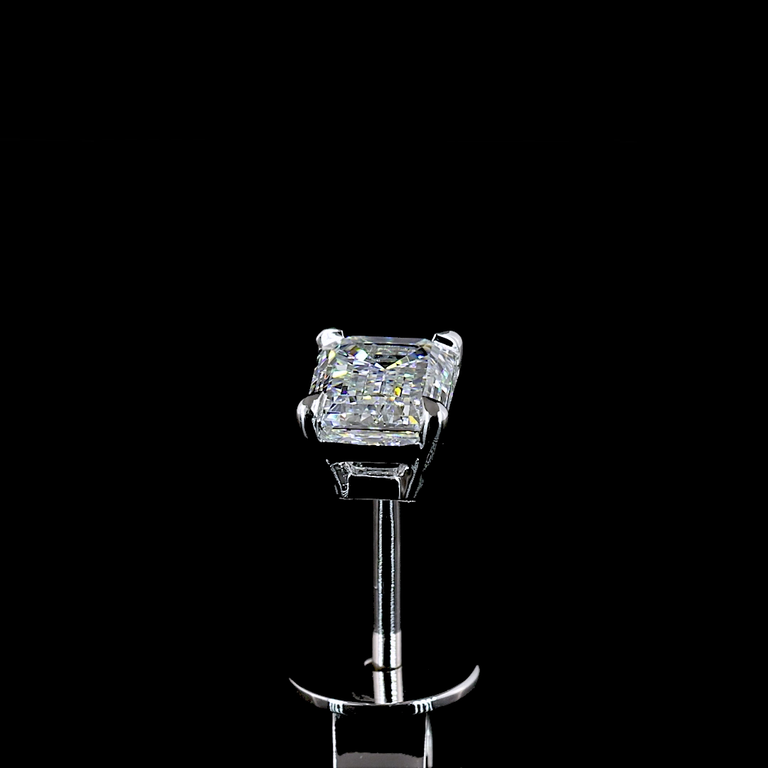 0.97 CT Emerald Lab Grown Diamond Stud Earrings in 14K White Gold