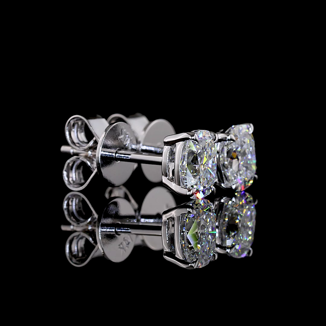 1.06 CT Cushion Brilliant Lab Grown Diamond Stud Earrings in 14K White Gold
