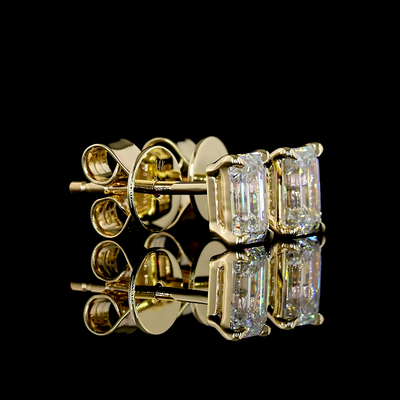1.06 CT Emerald Lab Grown Diamond Stud Earrings in 14K Yellow Gold