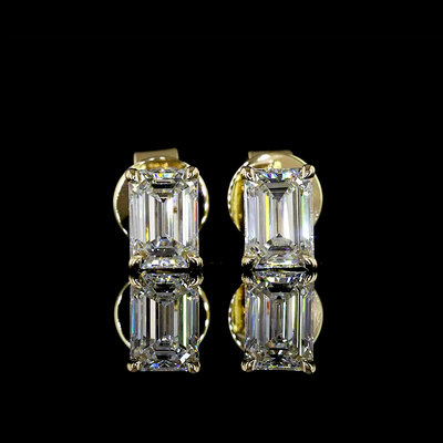 1.06 CT Emerald Lab Grown Diamond Stud Earrings in 14K Yellow Gold