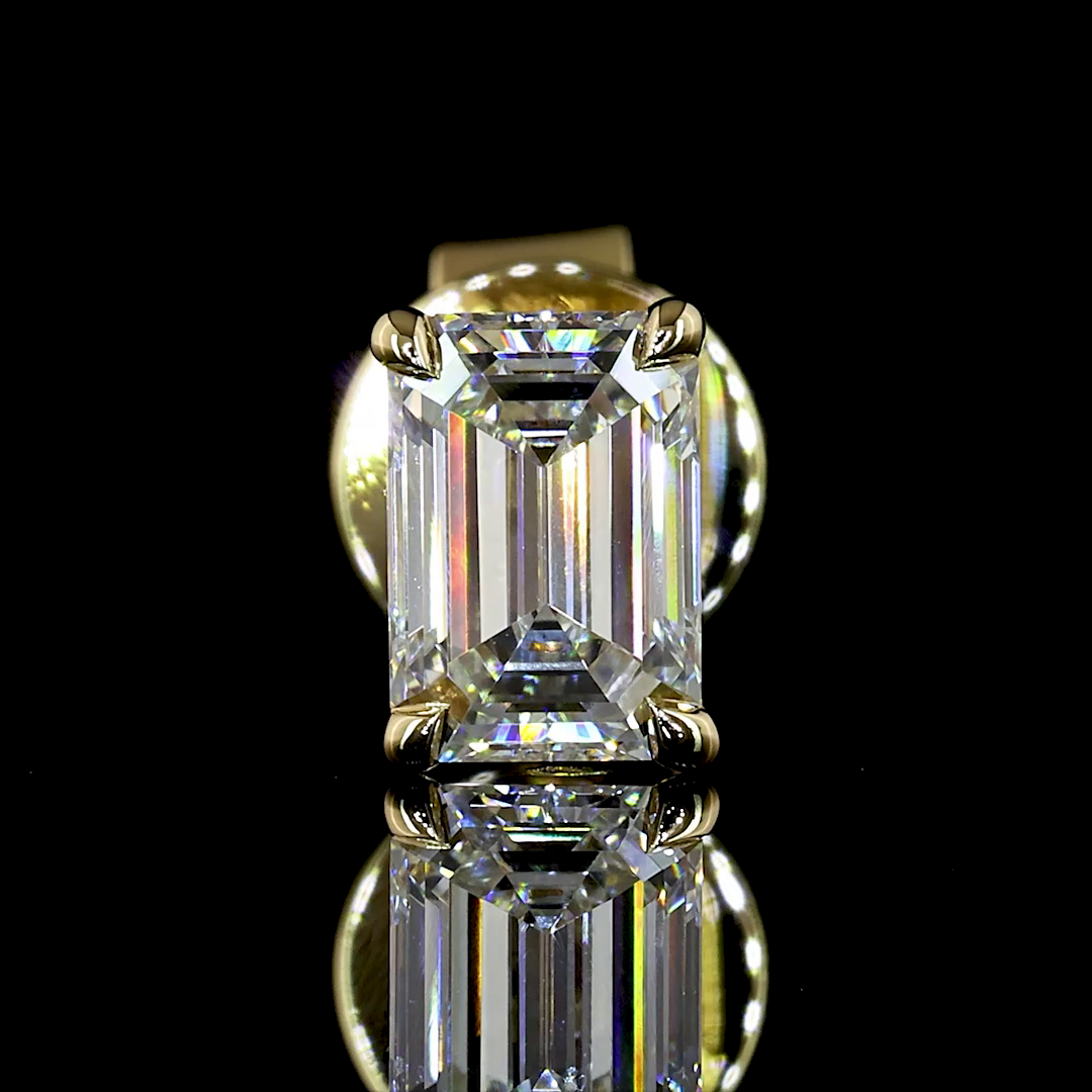 1.06 CT Emerald Lab Grown Diamond Stud Earrings in 14K Yellow Gold