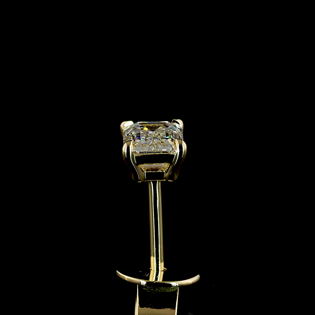 1.06 CT Emerald Lab Grown Diamond Stud Earrings in 14K Yellow Gold